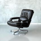 Jaren 70 Fauteuil Vintage Lounge Chair Bruin Leer Draaistoel thumbnail 6