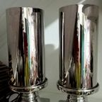 Set 2 Zilverkleurig Glas Lampen Hotel Sjiek Rookglas Effect thumbnail 11