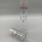 Vintage Kristallen Flutes Champagne Glazen Gekleurde Streep 2 Stuks thumbnail 4