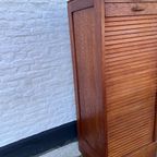 Eiken Rolluik Archiefkast Met Originele Schuifbakken, 113 Cm Hoog thumbnail 2