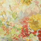 Stilleven Bloemen Schilderij Doek Gouden Lijst Gesigneerd 1970 thumbnail 9