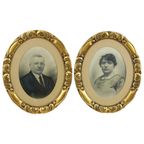 Koppel Antieke Portretten Ovale Lijsten Bladgoud Ca 1900 thumbnail 5