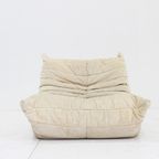 Vintage Togo Ligne Roset Fauteuil Velours Beige thumbnail 2