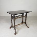 Industriele Tafel, Tuintafel Met Hardsteen Plaat Op Gietijzeren Frame, Jaren 30 thumbnail 3