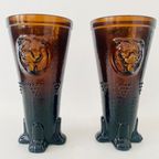 Mid-century Leeuwenvazen Set In Amber Oker Glas 1970’s thumbnail 3