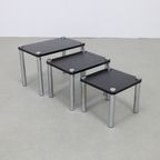 Nesting Tables In Chrome And Wood, Set/3 thumbnail 3