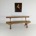 Victoriaanse Pitch Pine Korte Spoorweg Antieke Bank thumbnail 2