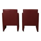 Vintage Koppel Rode Zetels Fauteuils Hoogwaardig Kunstleder thumbnail 8