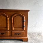 Brutalist 2 Doors Oak And Brass Cabinet thumbnail 7
