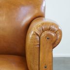 Luxe, Gerestaureerde Antieke Art Deco Schapenleren Fauteuil Met Een Correct Zitcomfort thumbnail 10