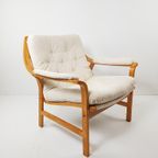 Vintage Rotan Fauteuil Nieuw Gestoffeerd Off White Rib thumbnail 5