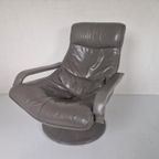 Vintage Jaren 70 Leren Draai Fauteuil Space Age Tulp Voet. thumbnail 3