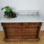 Vintage Frans Dressoir Commode, Ladekast Badkamermeubel Met Marmer Blad 113 thumbnail 3