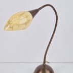 Vintage Art Deco Bureaulamp Koper Glas ‘50 Flex Neck Lamp thumbnail 2