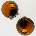 Mid-century Leeuwenvazen Set In Amber Oker Glas 1970’s thumbnail 7
