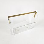 Magazine Holder - Design David Lange - Lucite - Messing - Plexiglas - Frankrijk - 70'S | Kerst thumbnail 9