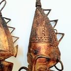 Set Antiek West Afrika Etnische Altaar Maskers thumbnail 18