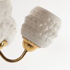 White Crystal Shades Brass Ceiling Lamp, Sweden 1950’s thumbnail 5