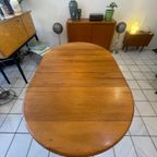 Vintage Deens Design Eettafel Ovaal/Rond, Massief Teak, Verlengbaar thumbnail 13