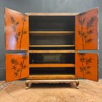Vintage Rode Chinese Kast Vogels, Bloemen / Bohemian Kast / Oosterse Kast / Chinese Red Cabinet thumbnail 13