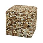 Vintage Vierkante Poef Geitenleer Patchwork Mozaïek Patroon thumbnail 3