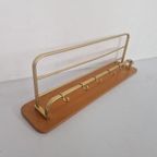 Vintage Jaren 60 Kapstok. Hout En Verguld Aluminium. thumbnail 2