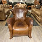 Saddle Chair / Zadel Fauteuil + Voetenbank In Vintage Cognac Leer Eyecatcher thumbnail 5