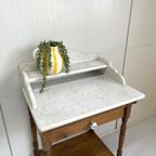 Antiek Wastafel Kastje Brocante Kaptafel Wasmeubel thumbnail 6