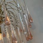 Xl Vintage Roze Murano Kristallen Kroonluchter Hanglamp thumbnail 8