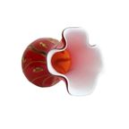 Prachtige Vintage Murano Rood/Geel/Bruin/Wit Vaas, Italie Jaren '70 thumbnail 2