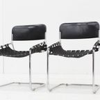 Vintage Italiaanse Stoelen Zwart Leer En Chroom, Jaren 70 thumbnail 11