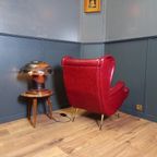 Rode Italiaanse Vintage Designfauteuil thumbnail 12