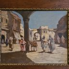 Schilderij Met Oosters Tafereel Olieverf Op Doek, Ca.1900 thumbnail 5