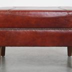 Cognac-Kleurige Hocker Gemaakt Van Rundleer thumbnail 5