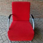 90's Vintage Buizenframe Ribstof Fauteuil Club Stoel thumbnail 9