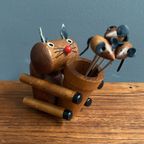 Teak Cat & Mice Cocktail Forks 1960S thumbnail 2