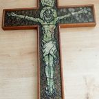 Gvp Gebroeders Van Paridon Opaline Glas Kruis In Oud Natuur Kleuren thumbnail 3