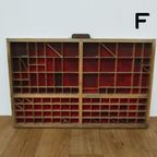 Brocante, Bruine Antieke Houten Letterbak, Wanddecoratie F thumbnail 4