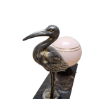 Art Deco Lamp Met Een Reiger. thumbnail 7