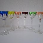 6 Vintage Kristallen Gekleurde Wijnglazen thumbnail 16
