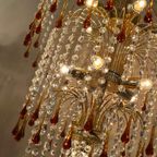Xxxl Vintage Murano Teardrop Bruine Pegels Kroonluchter Goud Frame thumbnail 11