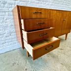 Vintage, Houten Dressoir Met Vier Lades En Groot Opbergvak thumbnail 6