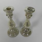Set Van 2 Kwikzilveren Kandelaars, Rond 1900 (armeluiszilver) thumbnail 4