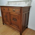 Vintage Antiek Dressoir Commode Ladekast Badkamerkastje Met Marmer Blad 101 thumbnail 9