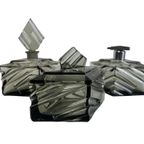 Vintage Art Deco Parfum Set In Smoked Glas thumbnail 8