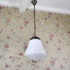 Antieke Art Deco Opaline Hanglamp thumbnail 2