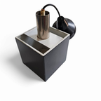 Vintage Rectangular Small Philips Black Metal Hanging Lamp / Dutch Design Cube / Rare Model Mid-c thumbnail 5