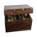Military Campaign - 19Th C Fine English Liquor Cabinet - With Original Bottles - Very Rare! thumbnail 2