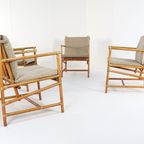 Set Van 4 Safari Bamboo Fauteuils + Tafeltje Vintage thumbnail 9