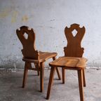 Four Brutalist Oak Wooden Chairs thumbnail 9